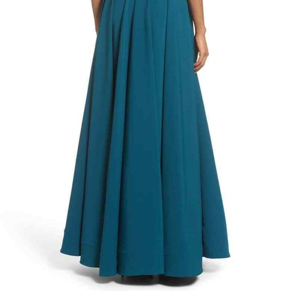 MAC DUGGAL BEADED WAIST TEAL BALL-GOWN sz 20 - Picture 6 of 10